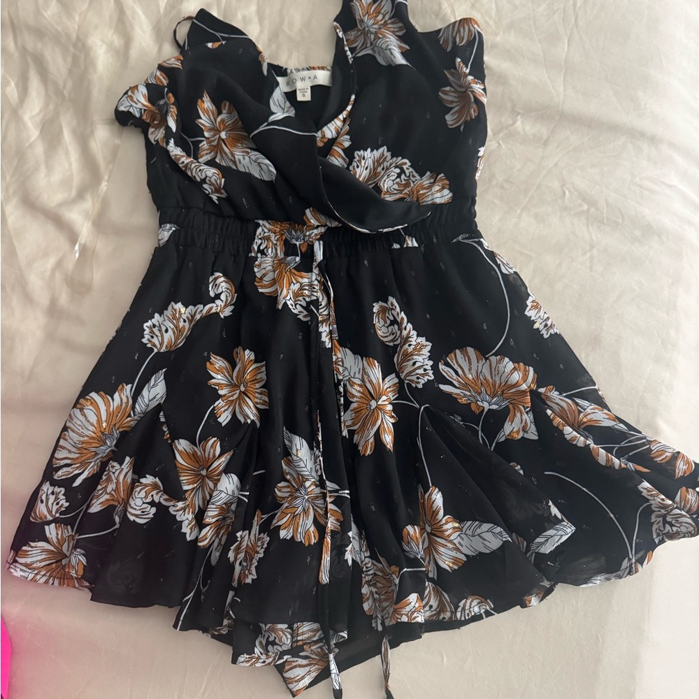 Floral Black Romper